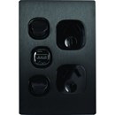 Fusion Double Vertical 10Amp Socket with USB - Black